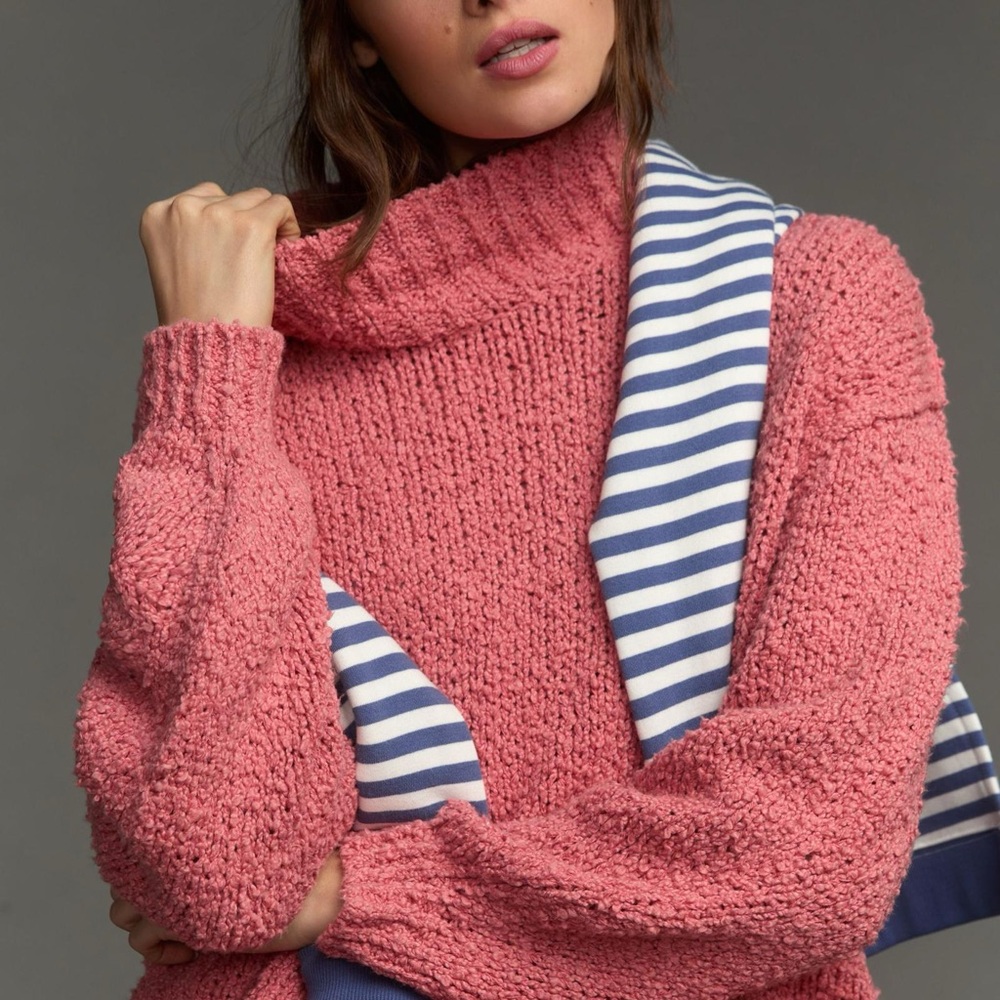 Anthropologie Mock Turtleneck Sweater - Coral